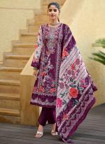 Lawn Camric Magenta Casual Wear Printed Salwar Suit